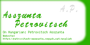 asszunta petrovitsch business card